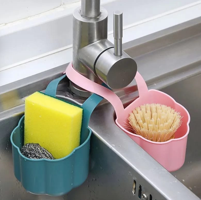 Kitchen Sink Drainer Basket Soap Sponge Holder