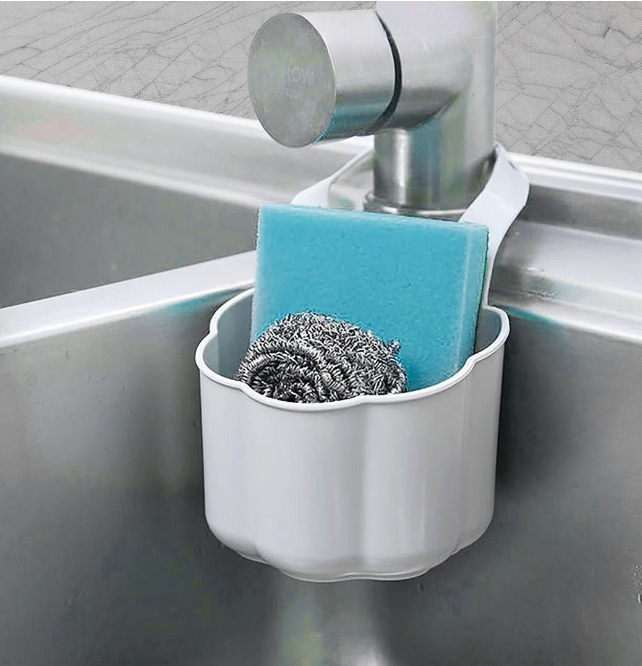 Kitchen Sink Drainer Basket Soap Sponge Holder