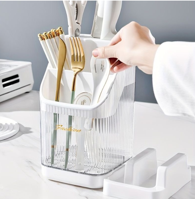 Kitchen multifunction cutlery storage organizer with detachable chopping board/pot lid holder