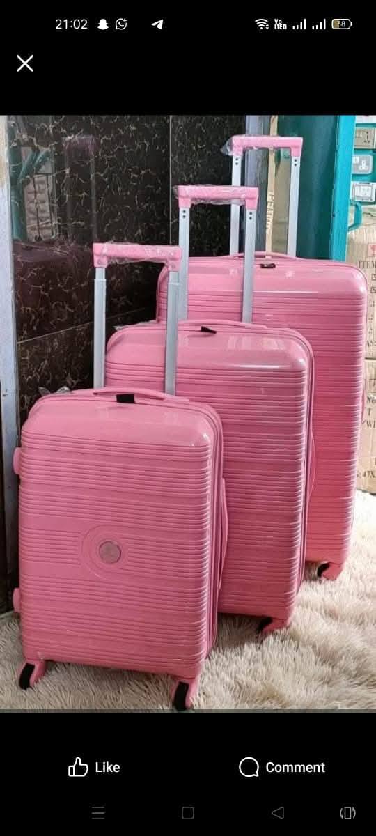 3 in 1 Unbreakable double zip rubber Suitcases(anti theft)