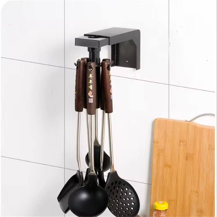 Multifunctional shelf 6 rotating hooks organizer