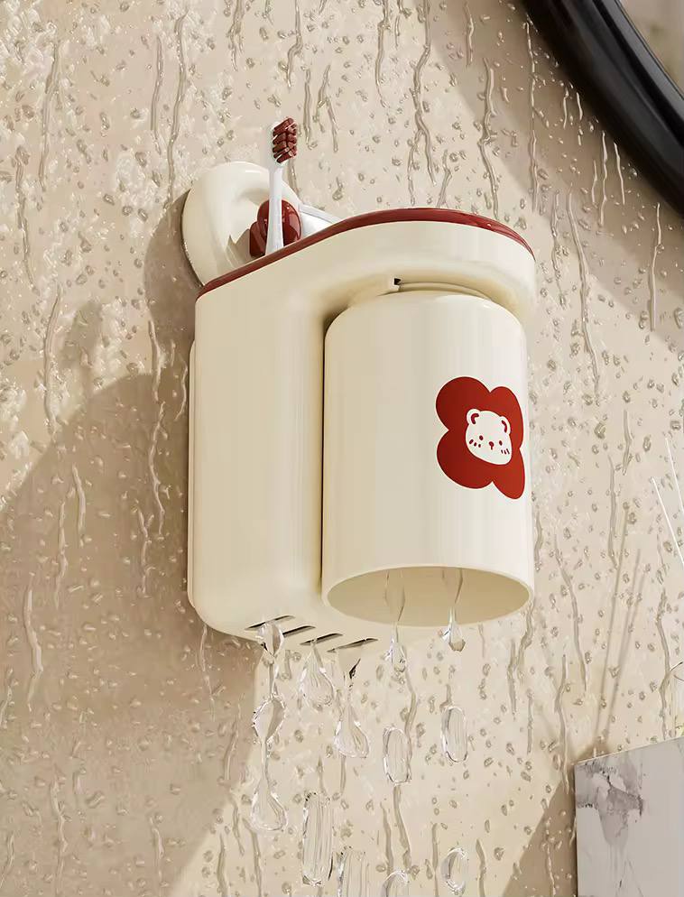 Strong Adhesive Wall Mounted Toothbrush Cup Rack