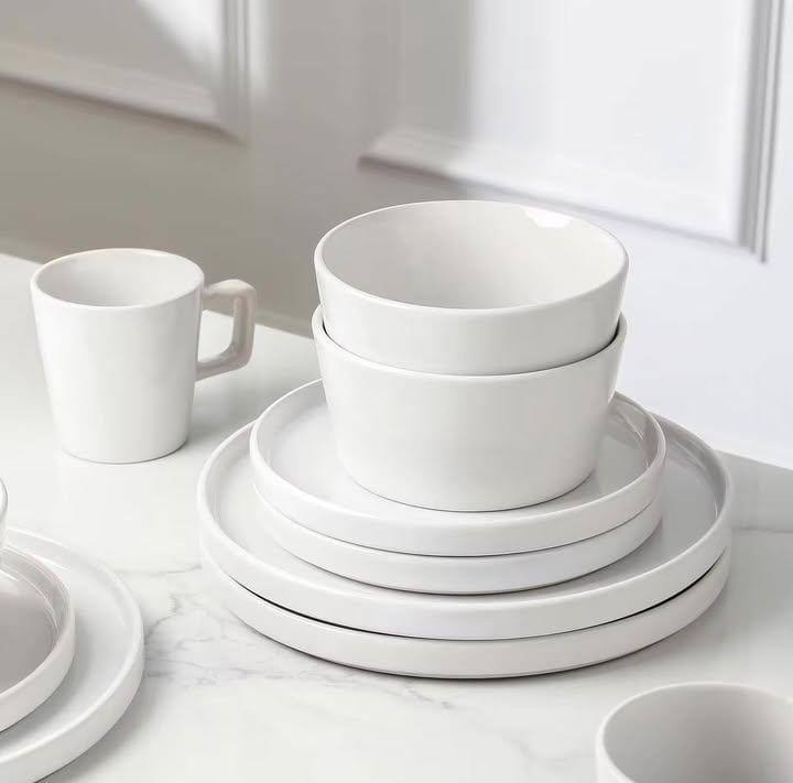 16pcs White plain dinner set