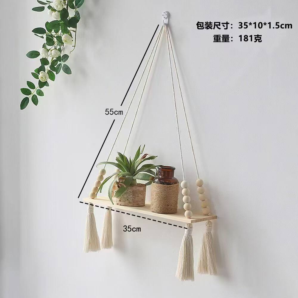 Macrame wall hanging shelf
