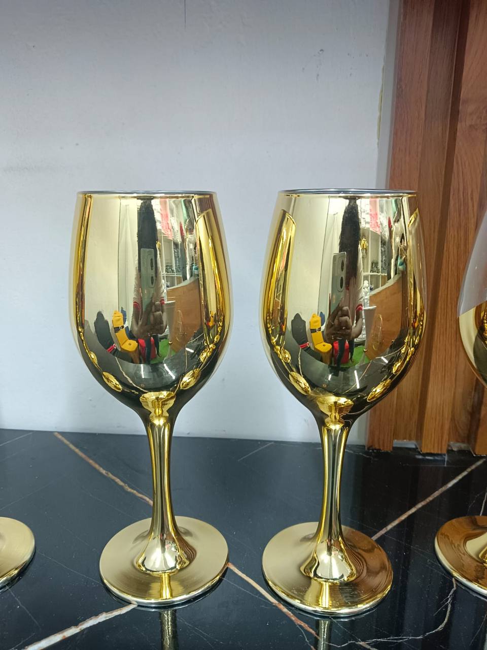 6pcs Quality golden wine glasses