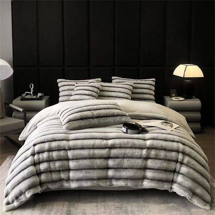 MINK FUR STRIPED DUVET