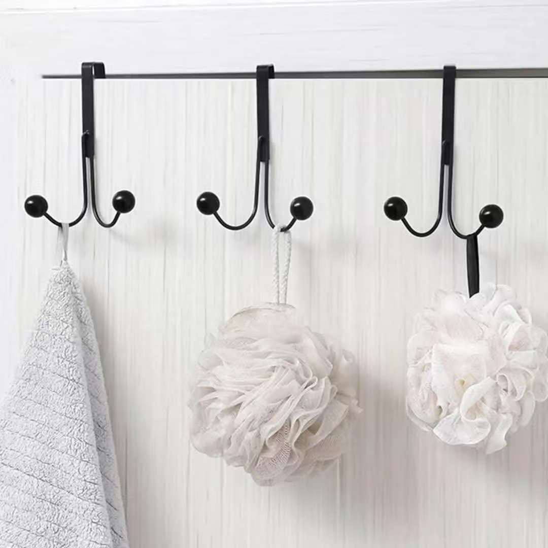 Over The Door Double Hanger Hooks Free Punching For Hanging Hats Bag