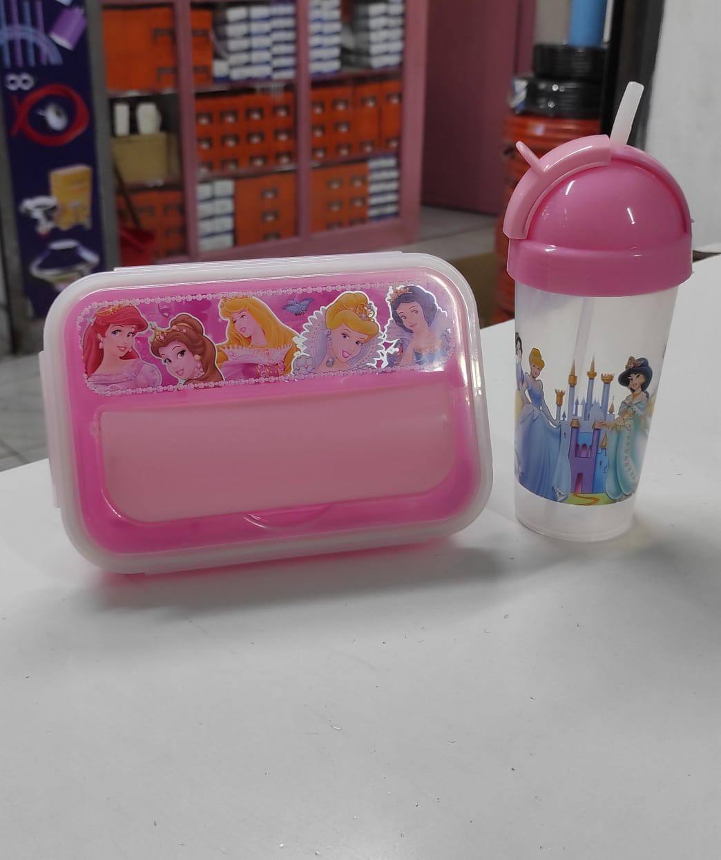 Combo cartoon themed 2-in-1 Lunch Box with Tumbler Set 500ml with straw