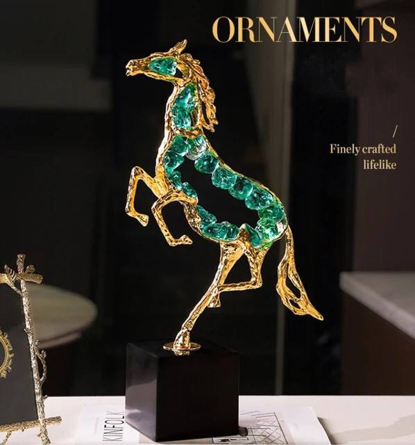 Luxury Modern crystal horse statue sculpture, spar handicraft ornaments,