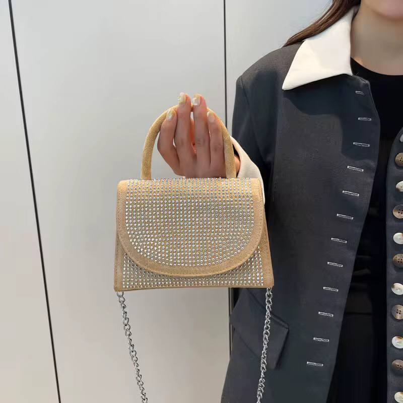 Flap saddle diamonds ladies cute crossbody bag