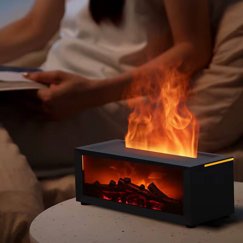 Dynamic Flame Fireplace Essential oil Diffuser/Humidifier with timer and Auto Off Ultrasonic cool mist Humidifier