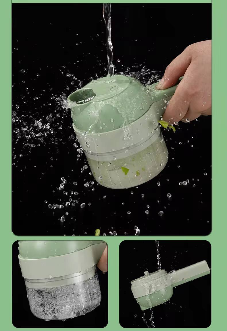 4in1 Handheld Electric vegetable cutter set with brush