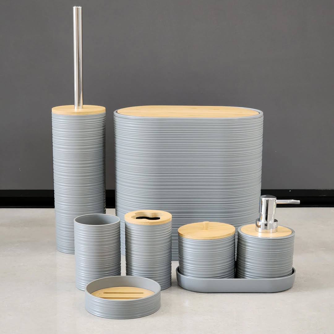 Luxury Bamboo Plastic Bathroom
Accessories set.