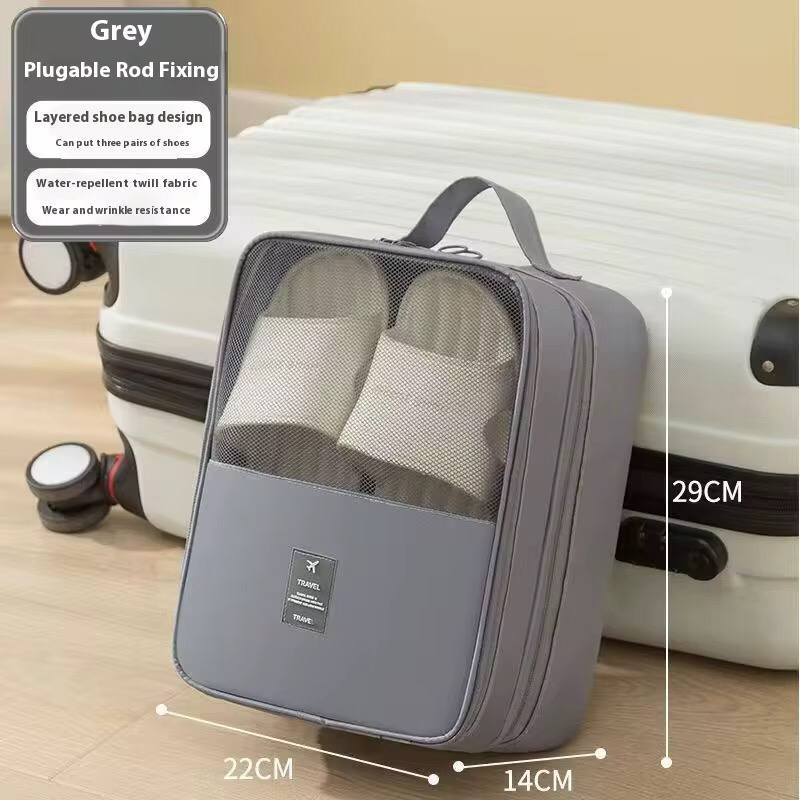 Waterproof Travel bag organizer has 3 zip, 3 level shoe bag