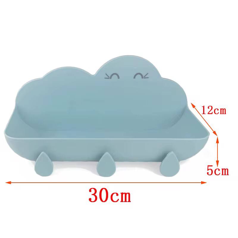Cloud bathroom organizer set with 3 hooks and adhesive sticker