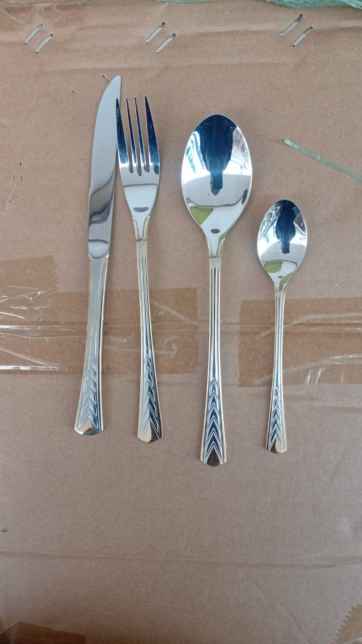 Berger 24 Piece Silverware Flatware Cutlery Set with Square Stand