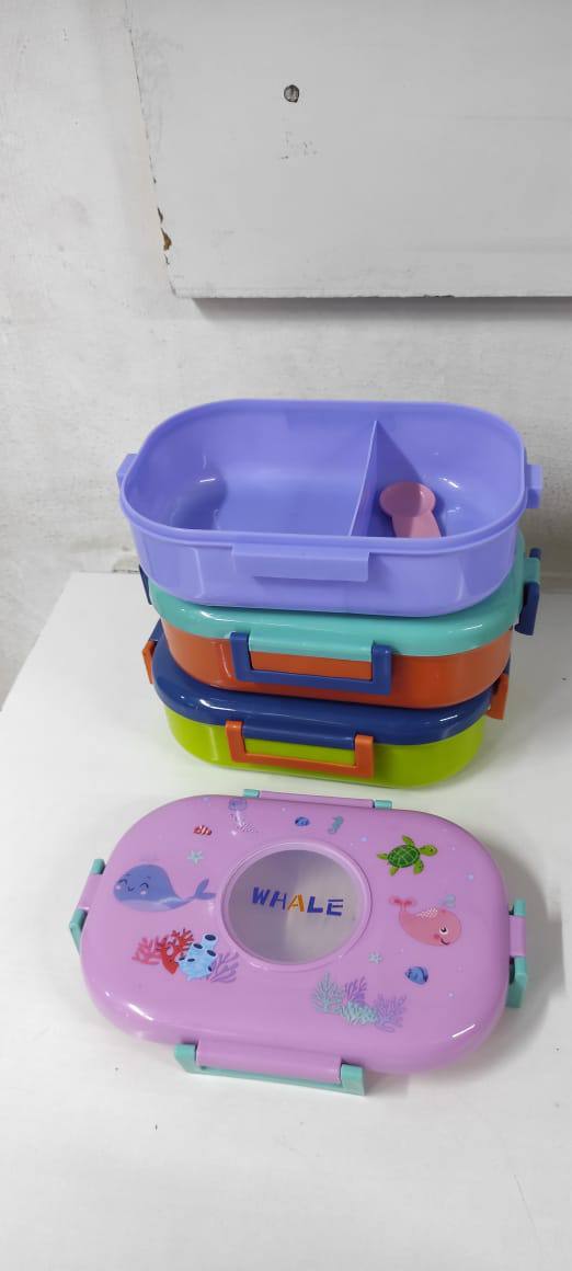 Oval Dino Cartoon themed Healthy Plastic Lunch Box