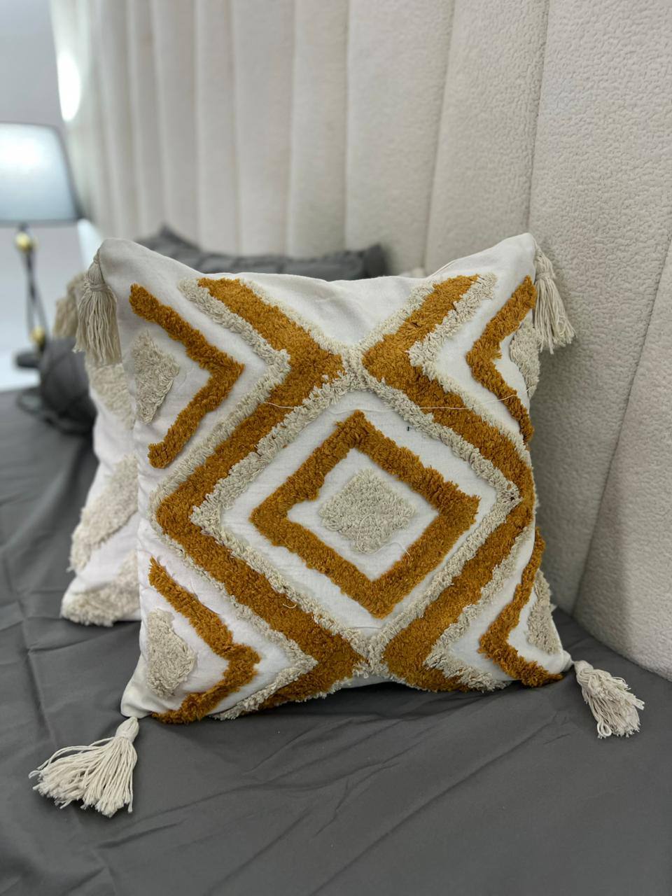 Fancy TUFTED/BOHO throw pillow covers with tassels