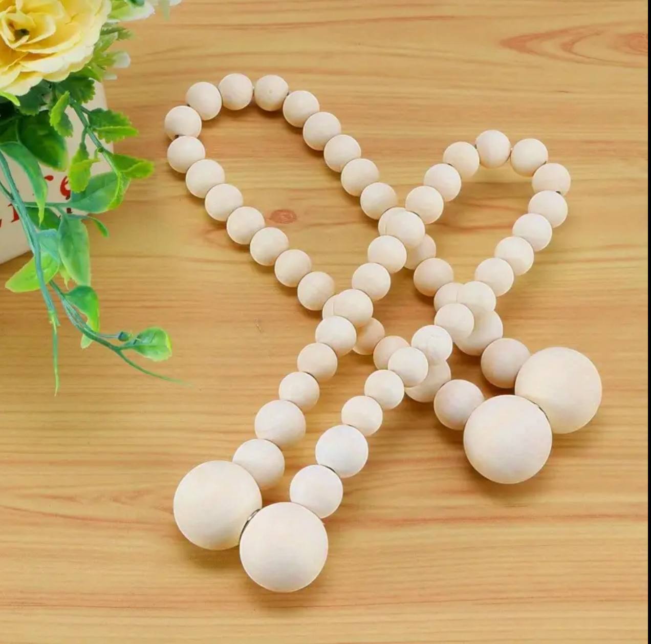 2pcs Magnetic wooden beads curtain tiebacks boho decor accessories