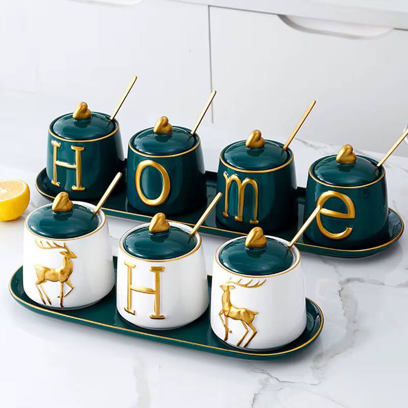 Luxurious sugar/spice dish set