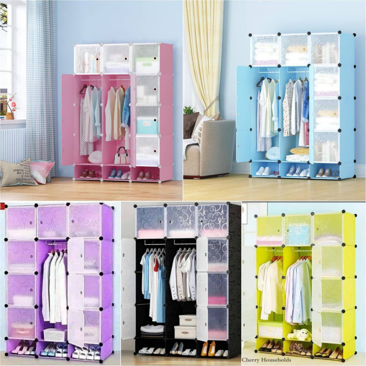 Hard semi permanent Plastic wardrobes with inbuilt shoe rack