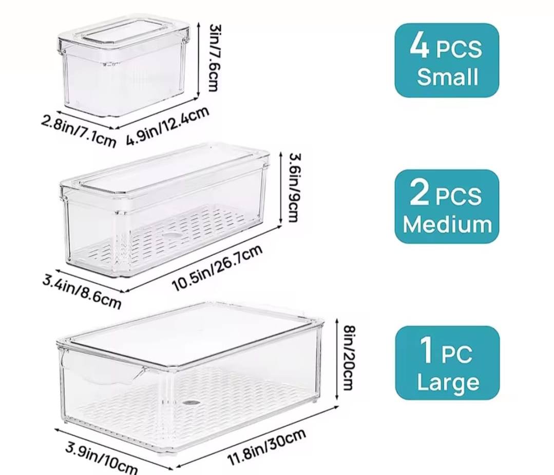 7pcs stackable Fridge storage organizers