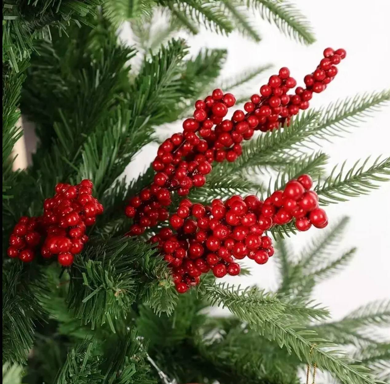 10pc set Christmas Artificial Red Berry Branch DIY Wreath Berry Stem Flowers Gift Xmas Tree Ornaments Home Party Decor Flowers