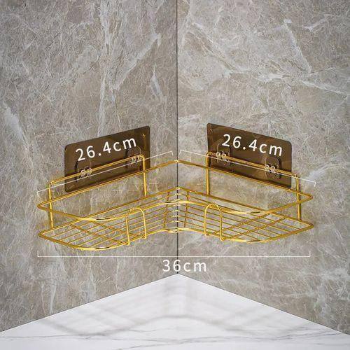 Triangular Golden metallic corner bathroom shelf