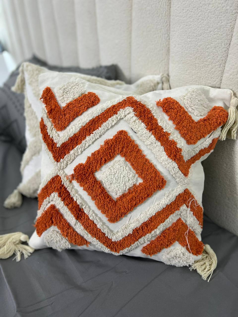 Fancy TUFTED/BOHO throw pillow covers with tassels