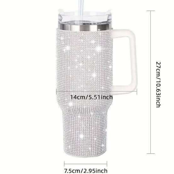 Sparkling stanley unbranded stainless steel 1200ml capacity straw thermocup