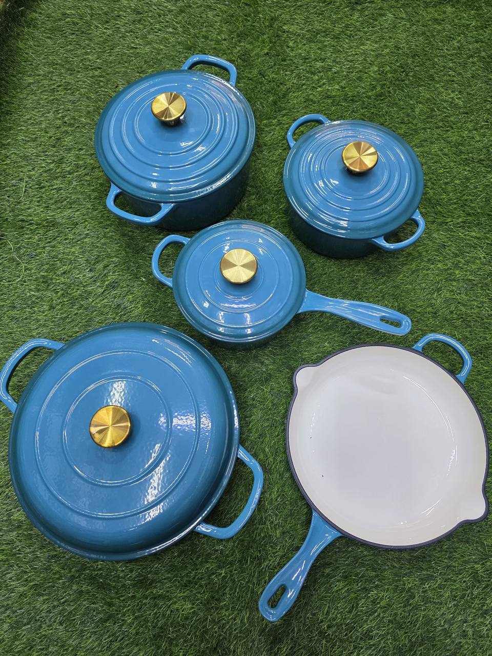 9pcs Enamel Cast iron cooking
pots