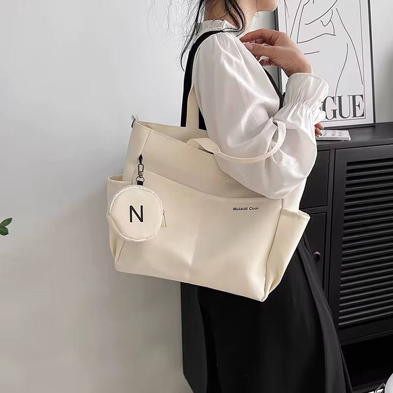 *Double sided Pocket Tote Bag/ Teen Women large capacity Single shoulder / Cross body Bag with Round coin purse