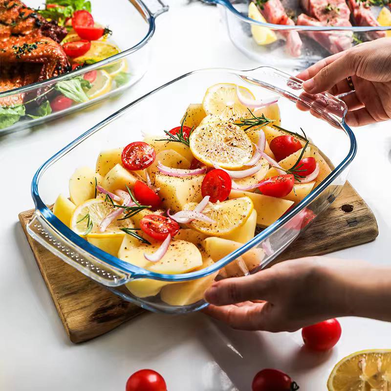 3pcs BAKING & MICROWAVEABLE glass casserole tins