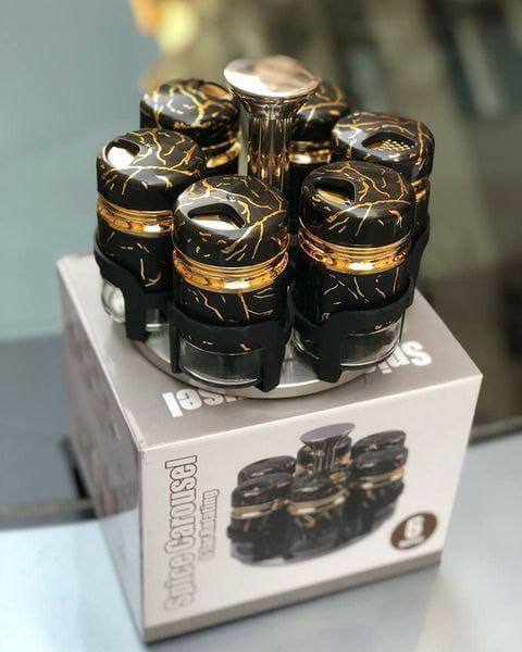 7pcs marble rotating spice jars