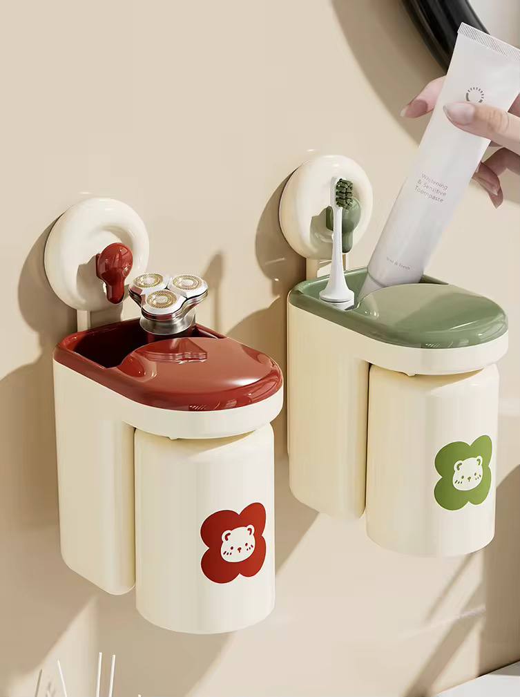 Strong Adhesive Wall Mounted Toothbrush Cup Rack