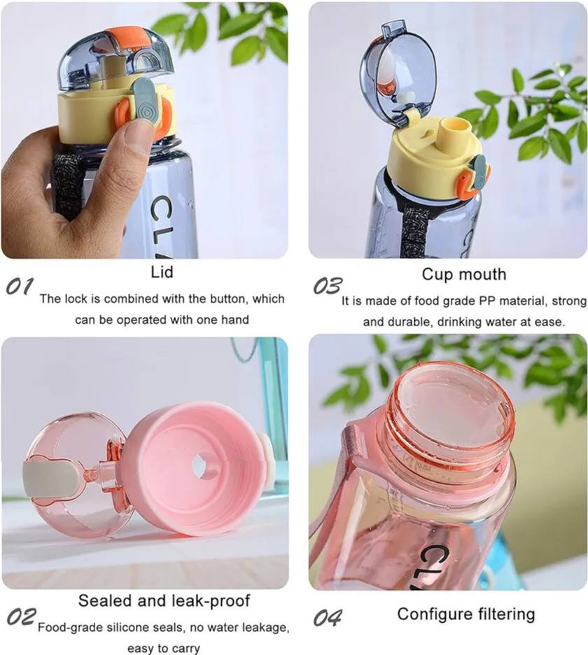 Portable Sports Water Bottle,800ml Plastic Water Bottle