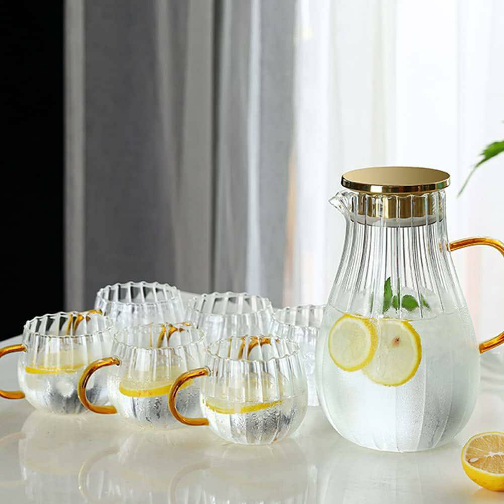 Stripped / pumpkin Transparent Teapot / Coffee /Juice/ Lemonade Jug Flower Tea Pot Hot/Cold Water Pitcher