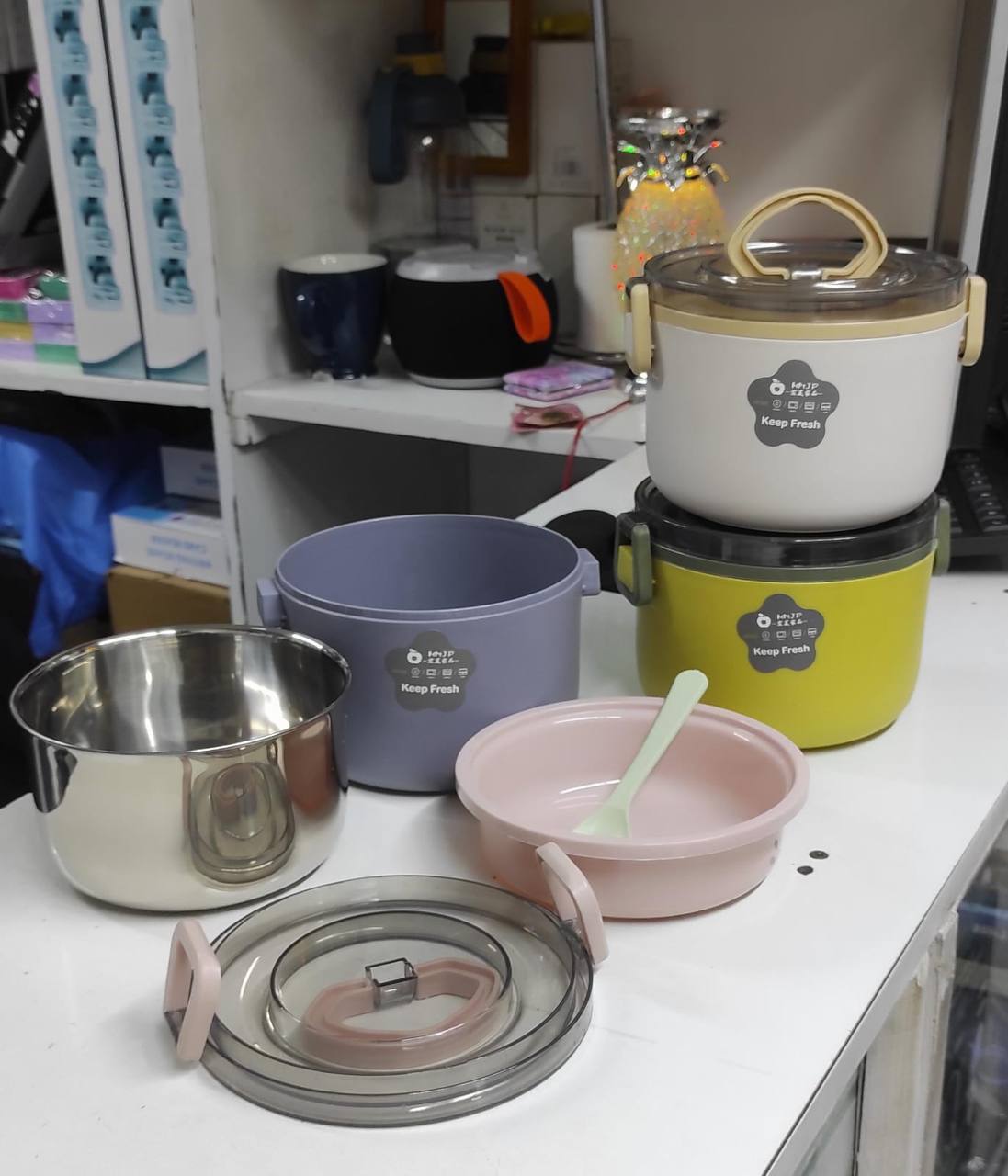 Heated Lunch Box Stainless Steel Round Lunch