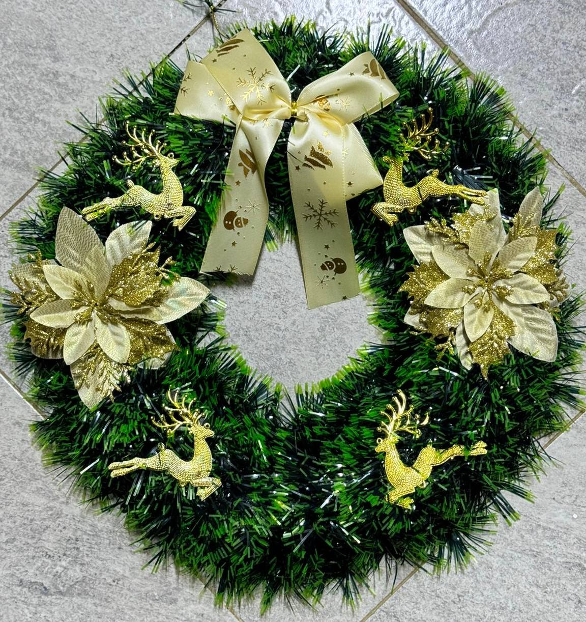 40CM Christmas Wreath for Front Door \ Window with GOLD Decor