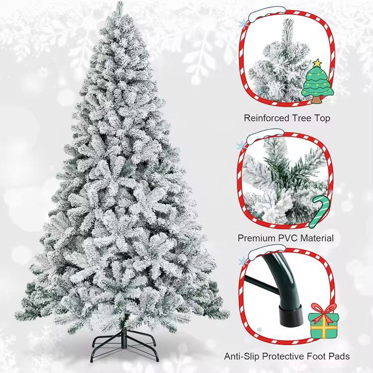 Snow flocked Christmas trees