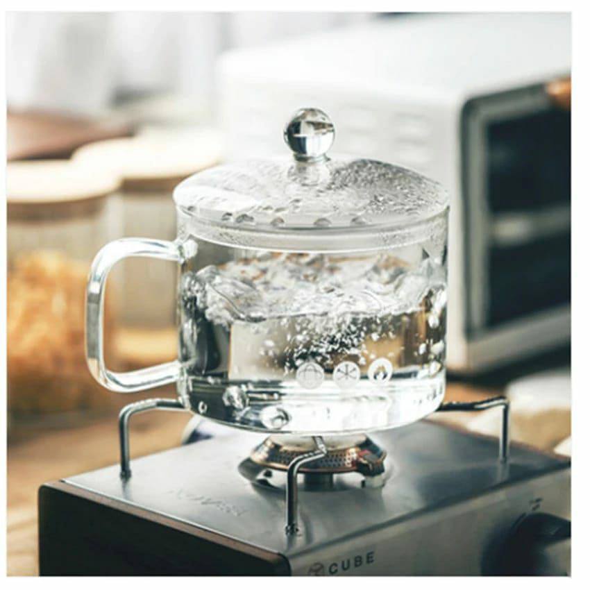 Glass Heat resistant cooking pot with handle