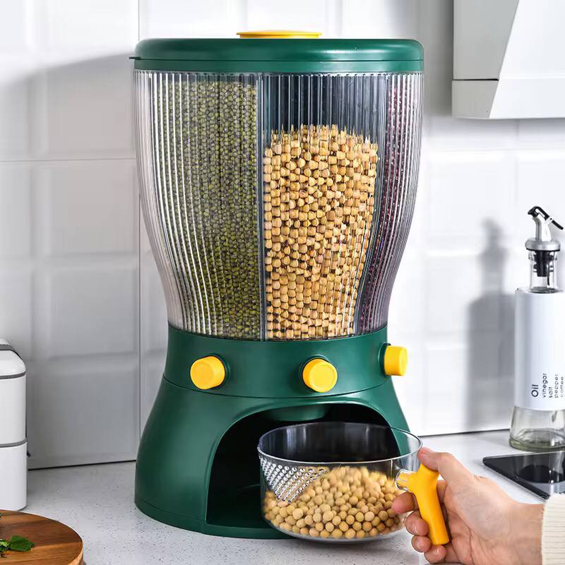 Rotating 3 partition cereal dispenser