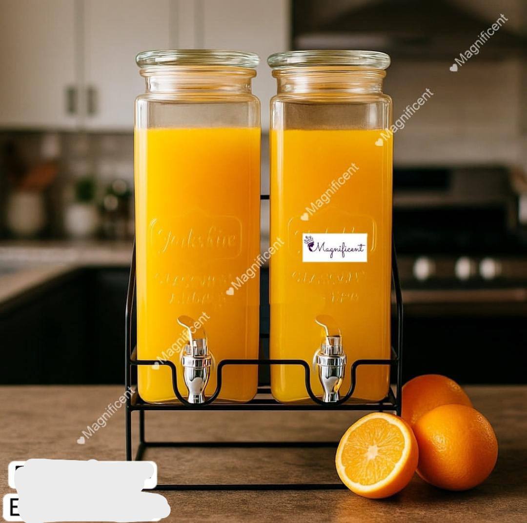 Tall Square Mason Jar Glass Beverage Dispenser, New Fun Party Home Entertainment Glassware Water Pitcher for, Juice, Beer, Punch, Iced Tea & Cold Drinks