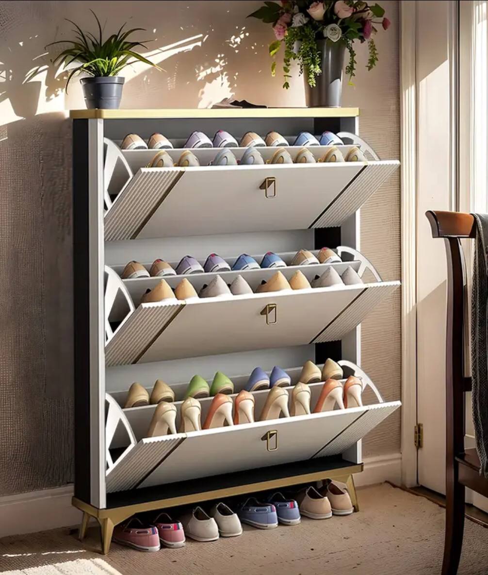 Bucket flip shoe rack