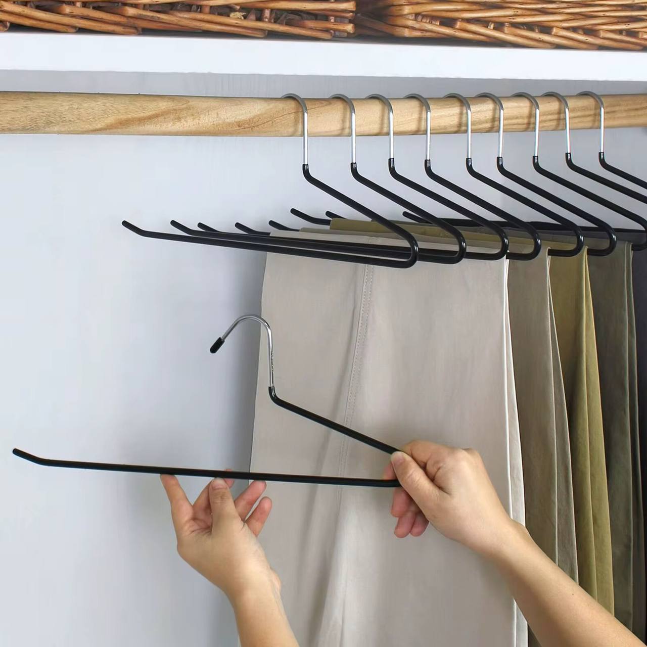 Stainless Steel Hangers for Space-Saving Pants Organization Clothes Rack