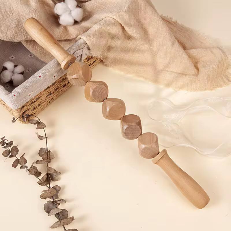 Wooden Massage Roller 6 Cube Design Body Roller Massage Stick