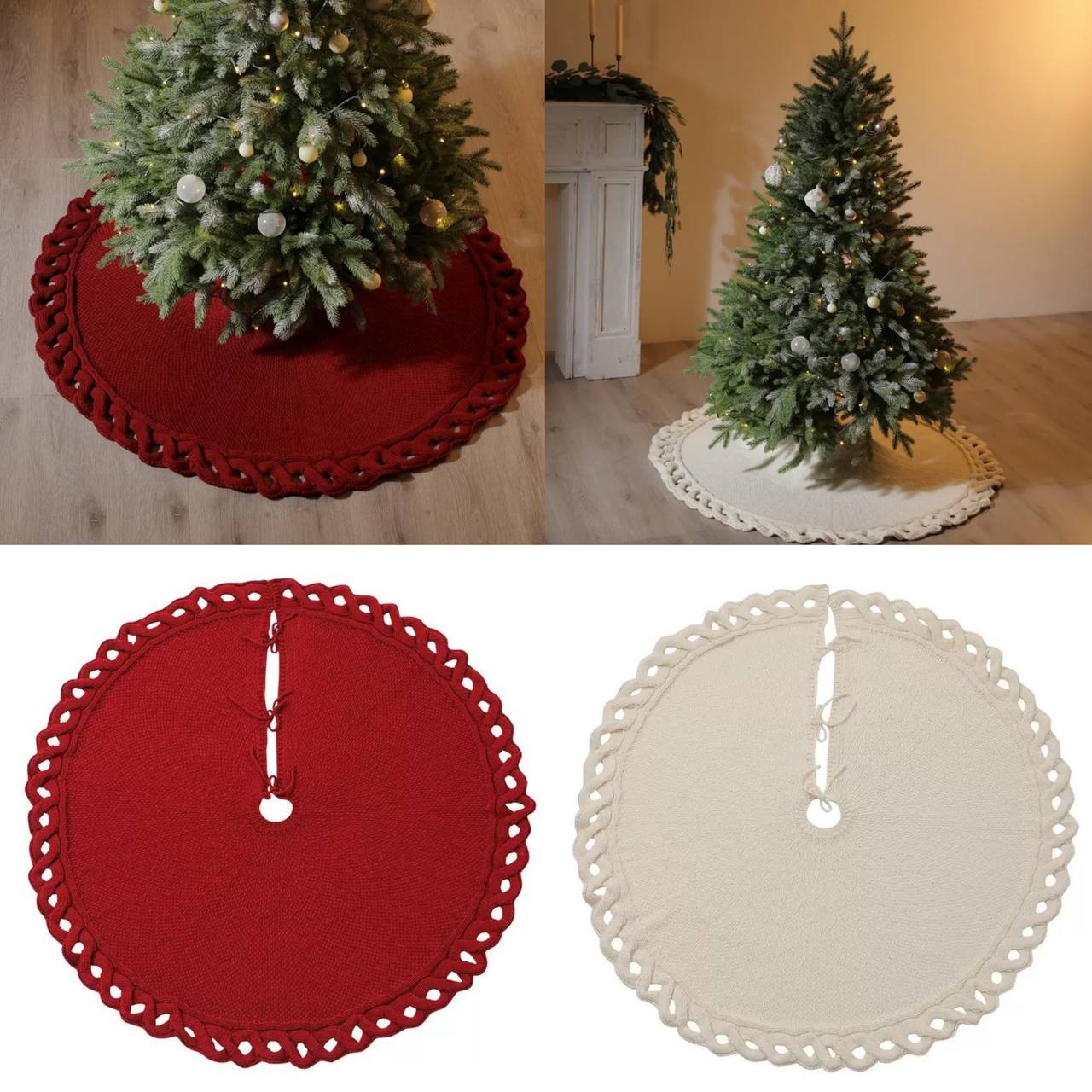 Christmas Knitted Tree Skirt Knitted Christmas Tree Apron Christmas Tree Skirt