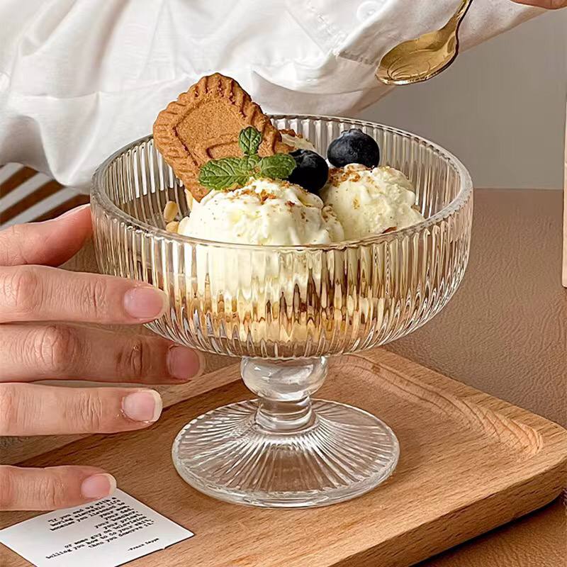 High borosilicate ribbed dessert/ice cream glasses/goblet
6pc