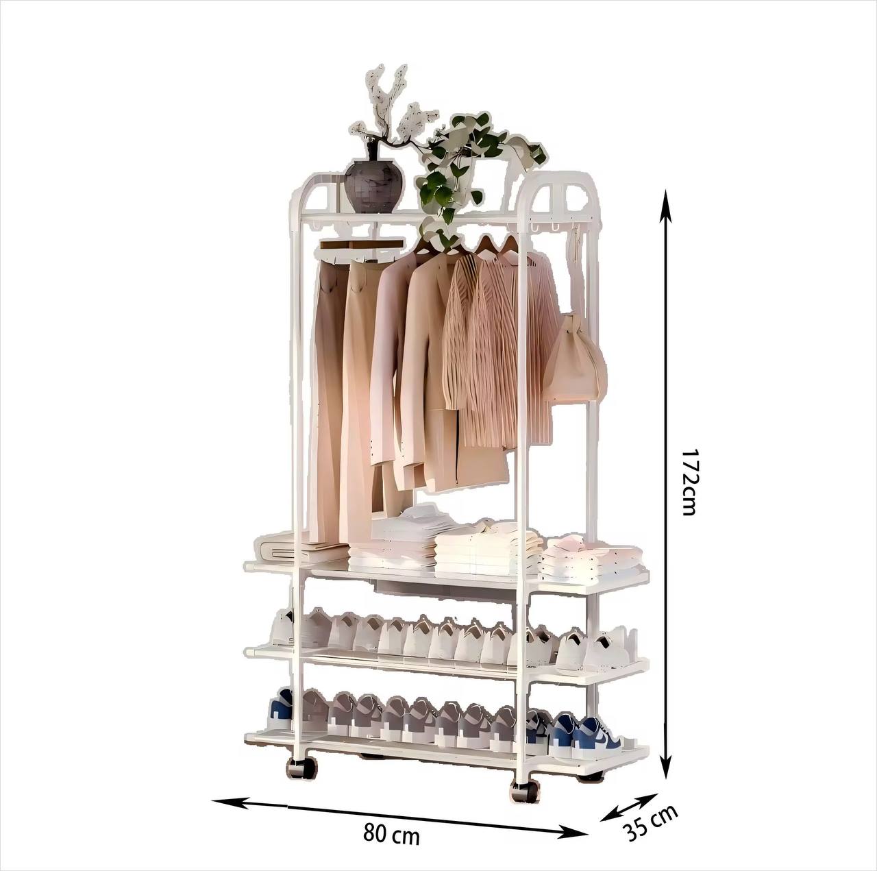Clothing rack with wheels