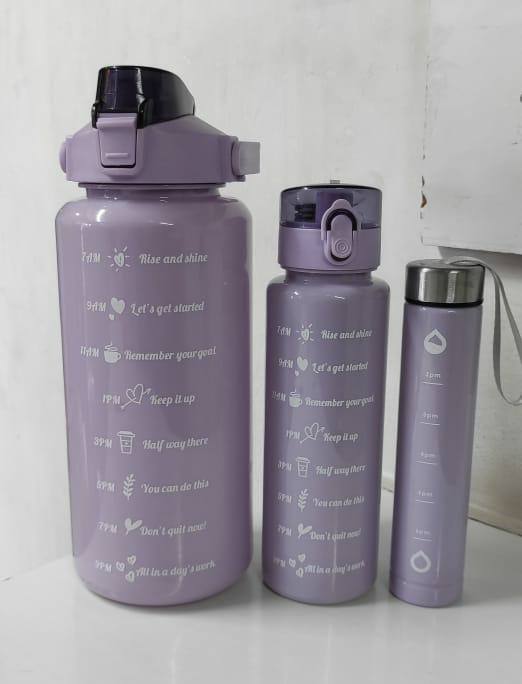 3 in 1 motivatonal water bottle set